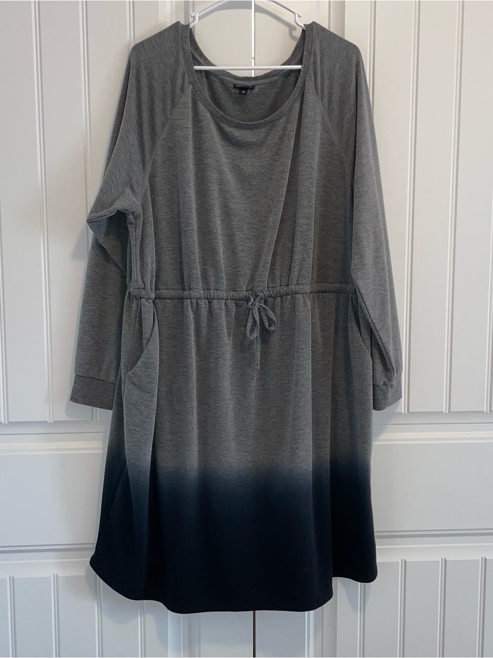 torrid Gray to Black Ombre Long Sleeve Drawstring Dress